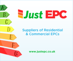 Just EPC logo and illustrations showing an energy performance rating
