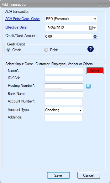 Add transaction to ACH file