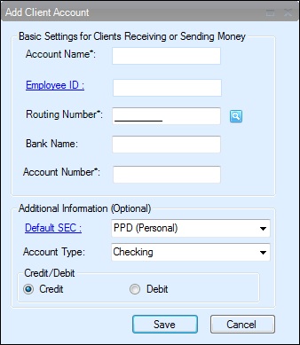 Add vendor to ACH deposit software