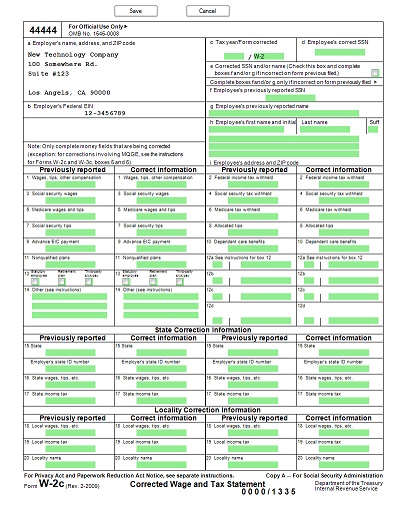 Prepare W-2c form