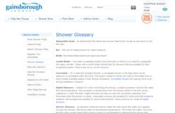 Shower Glossary