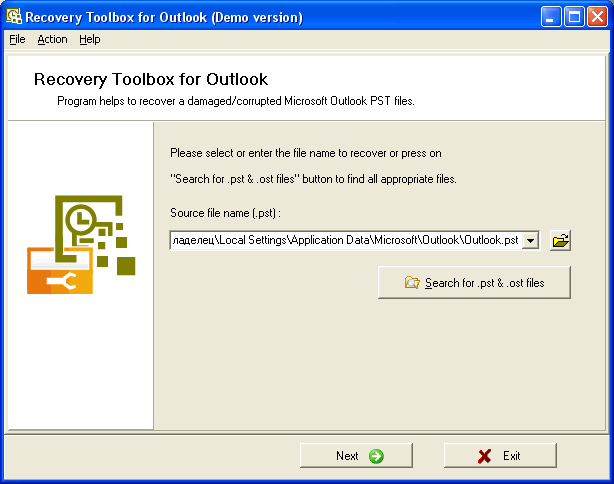 Select source PST or OST file