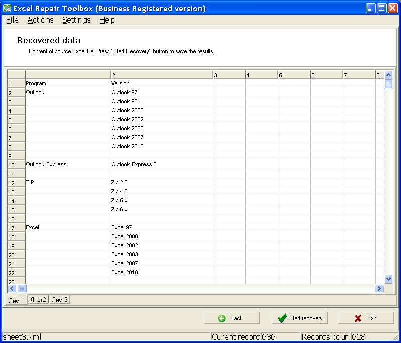 Read data from damaged Excel
