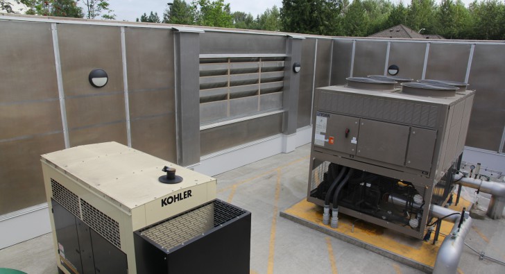 Acoustiblok’s All Weather Sound Panels are custom fit to create a clean, architecturally attractive noise barrier for industrial generators and HVAC systems.