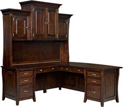 The Berkley L-Desk with Hutch features stunning craftsmanship.