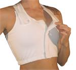 The Style 35 cotton bra features front and shoulder Velcro closures. Opens totally for ease of application. Can be used following any breast, chest or general thoracic surgical procedure.