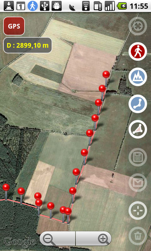 Planimeter - GPS area measure app in  real-time GPS mode.