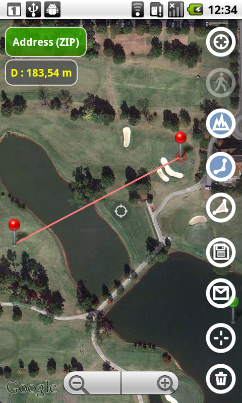 Planimeter app used on golf course