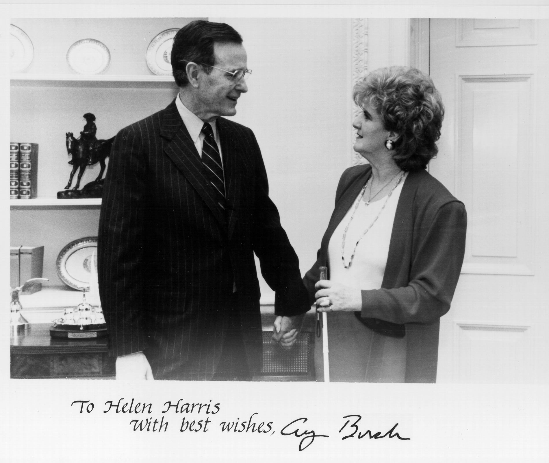 President George H W Bush and RPI Founder Helen Harris