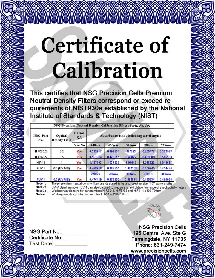 NSG Precision Cells Announces the Release of High Quality Calibration