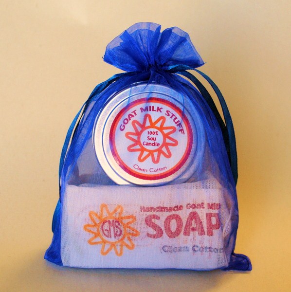 Scent Packs from Goat Milk Stuff have matching scented goat milk soap and soy candle.