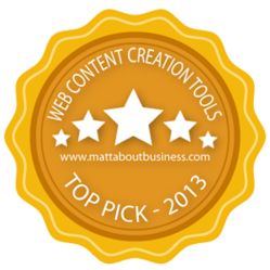 "Web Content Creation Tools – Top Picks for 2013" Winner's Badge