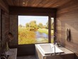 The home's open master bath includes a walk-through shower/wet room featuring Aquatic’s luxurious and serene, Serenity Studio 19 DriftBath tub.