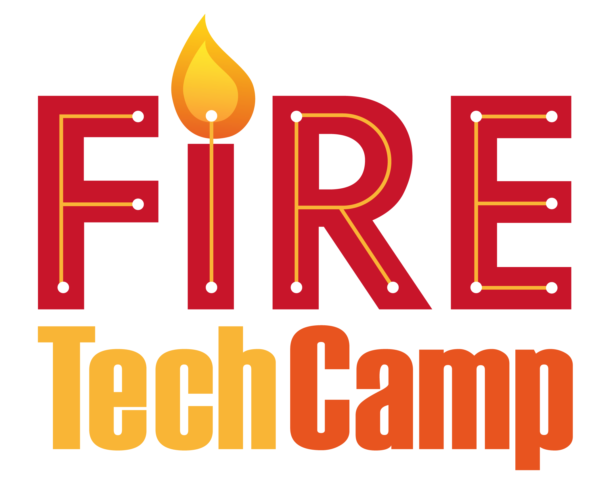 Tech camp. Technology Fire logo. Бренд Camp.