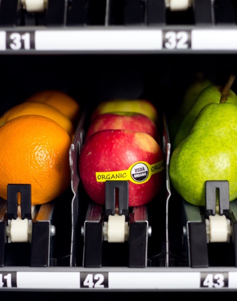 HUMAN's healthy vending machines vend healthful snack options, including fresh fruit