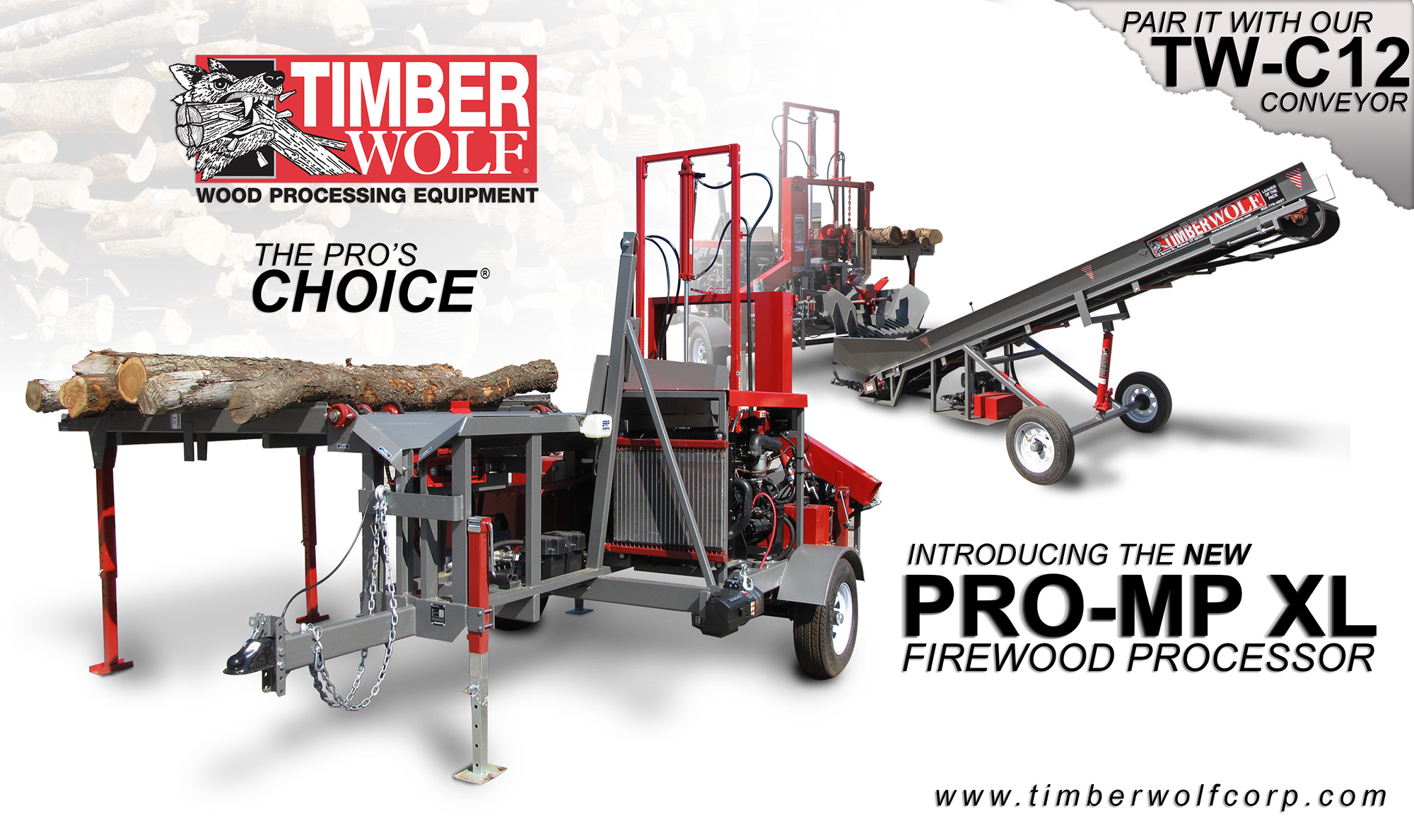 Image of TW PRO-MP XL Firewood Processor for promotional use.