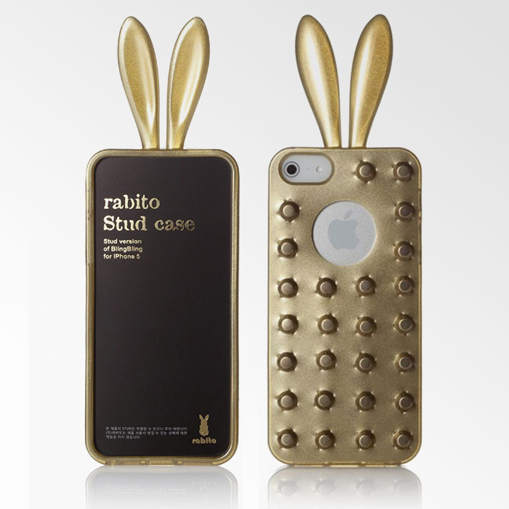Rabito Bling Bing Stud Series iPhone 5 Bunny Ear Cases Gold & Gold