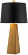 Possini Euro Obelisk Table Lamp Featuring a Gold Leaf Finish and Black Shade