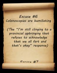1 of the top 10 excuses people make for not having a colonoscopy
