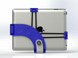 Image of an Archmount attached to the iPad and optional bracket. The mount complements the form of the iPad, and the whole mount can be slipped into your pocket or purse.