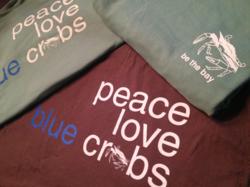 peace love blue crabs t-shirt by Be the Bay