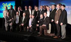 The 25 CP 360 award winners posed for a picture after the Wednesday night event with John Siefert (front row, far right), CEO of VIRGO, the publisher of Channel Partners. The CP 360 Business Value Awards reward partners of all sizes for creating business value for their customers with converged telecom and IT solutions.