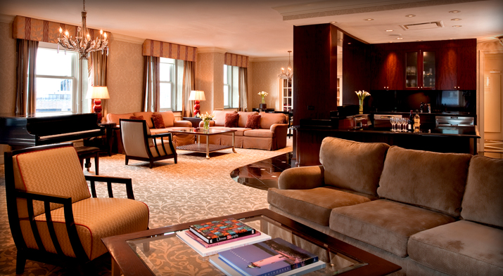 A luxurious guest suite at The Boston Park Plaza Hotel & Towers - A Boston hotel