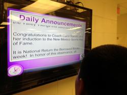 Manzano High School distributes digital signage throughout the school form a Mac digital media player