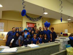 Kenneth Brown, MD and staff promoting Colon Cancer Awareness for "Wear Blue Day"