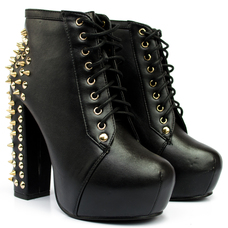 iKrush's Tori Leather Spiked Lace Up Boots