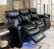 Row of 3 Lane 315 Cinema Home Theater Seats in Black Leather