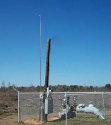LBA’s PLP-22 lightning mast protecting a Crossett Water well pump