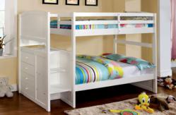 white twin bunk bed with steps