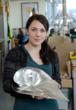 Kate Earlam, Young Designer Silversmith of the Year, with her award winning silver engraved fruit bowl, now part of the permanent collection in the Museum of Scotland, Edinburgh