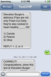 Elevation Burger Text2VIP Screen Grab