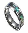 Men's Tungsten Fashion Ring with Abalone Shell Inlay