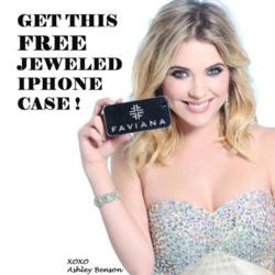 Ashley Benson showcasing her Faviana Jeweled iPhone case