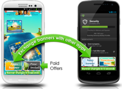 Developers promote apps for free by exchanging banners with other developers and get paid from the secondary advertiser banners