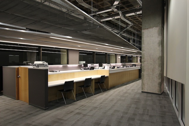 A view of the center's open office space.