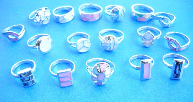 wholesale sterling silver rings with mother of pearl seashell