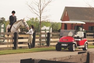 Quiet and easy-to-charge Precedent electric golf cars are great for equestrians.