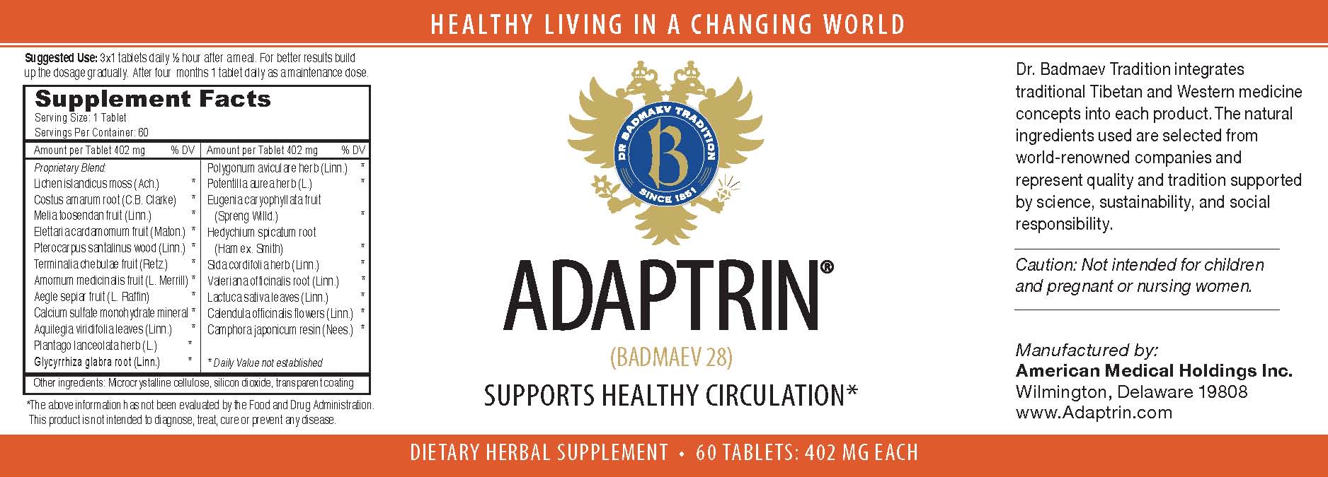 Adaptrin Ingredient Label