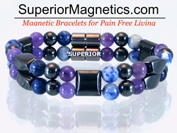 Magnetic bracelet with Amethyst and Sodalite gemstones