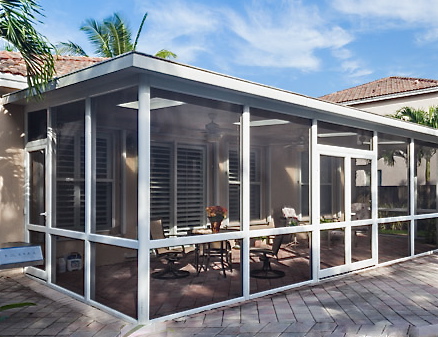 This Venetian Builders, Inc., screened patio cover is engineered for later conversion to a sunroom if the homeowner wishes.