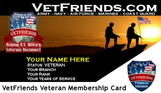 VetFriends.com veteran membership I.D. card.