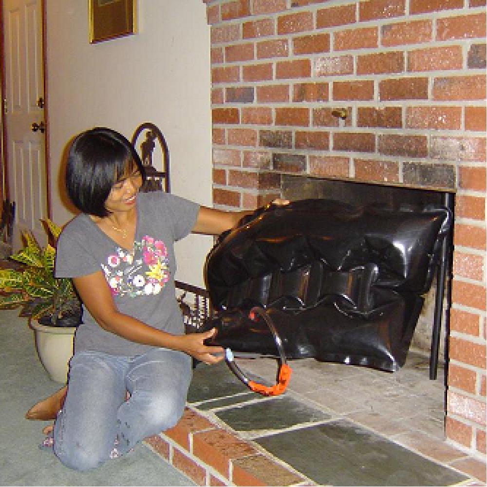 Fireplaces are big holes that let all your expensive heated and cooled air flow right out of your house. Seal fireplaces with a Fireplace Plug to stop drafts and save energy.