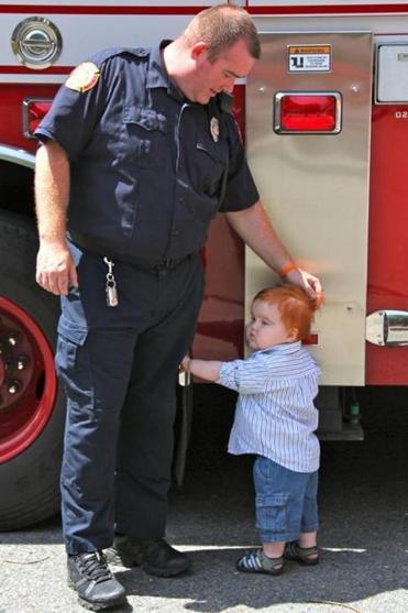 Boston-area Fireman Chris Shanahan with son Brendon