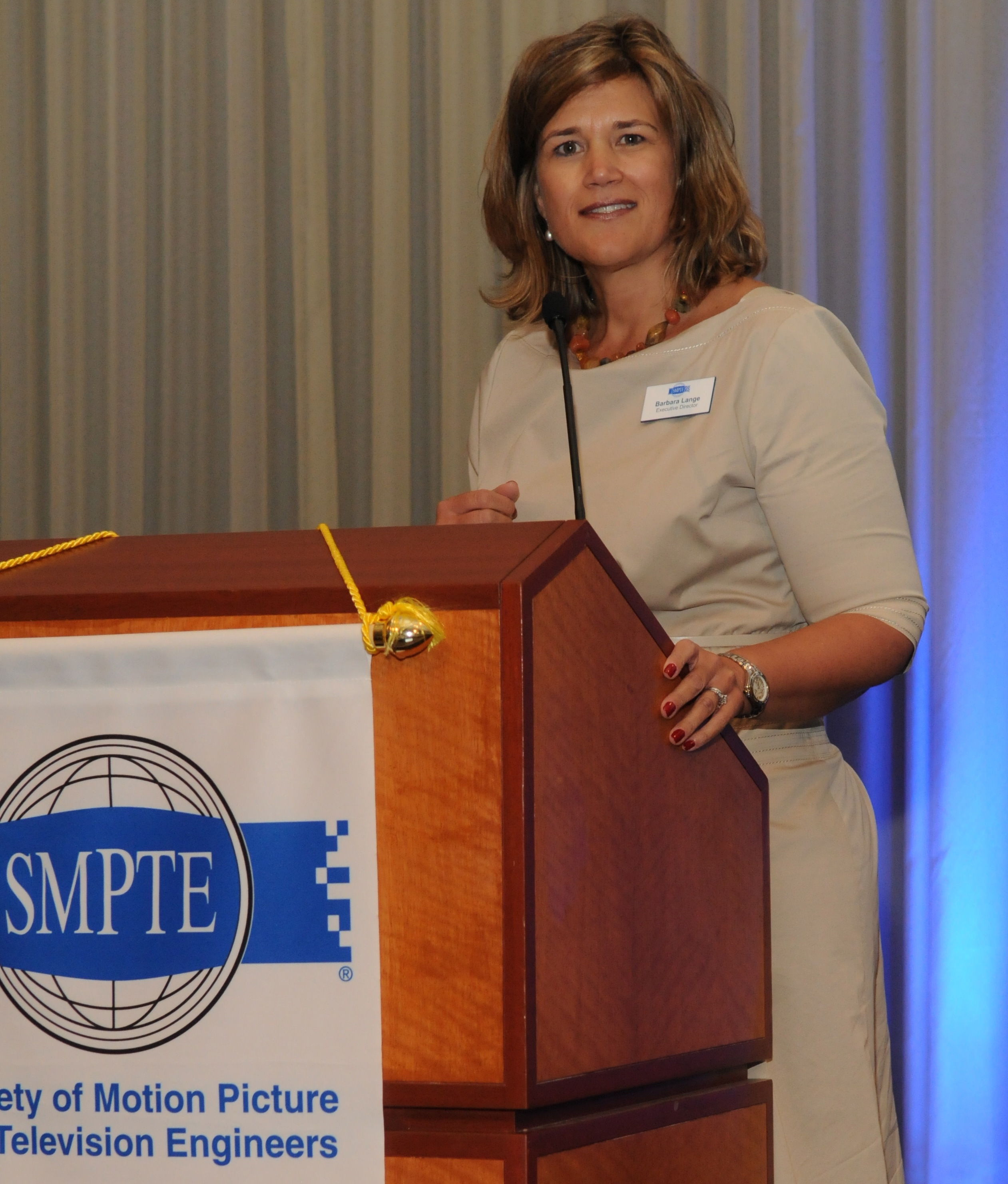 Executive Director, Barbara Lange, presenting at the Membership Meeting during SMPTE 2012 Annual Technical Conference & Exhibition