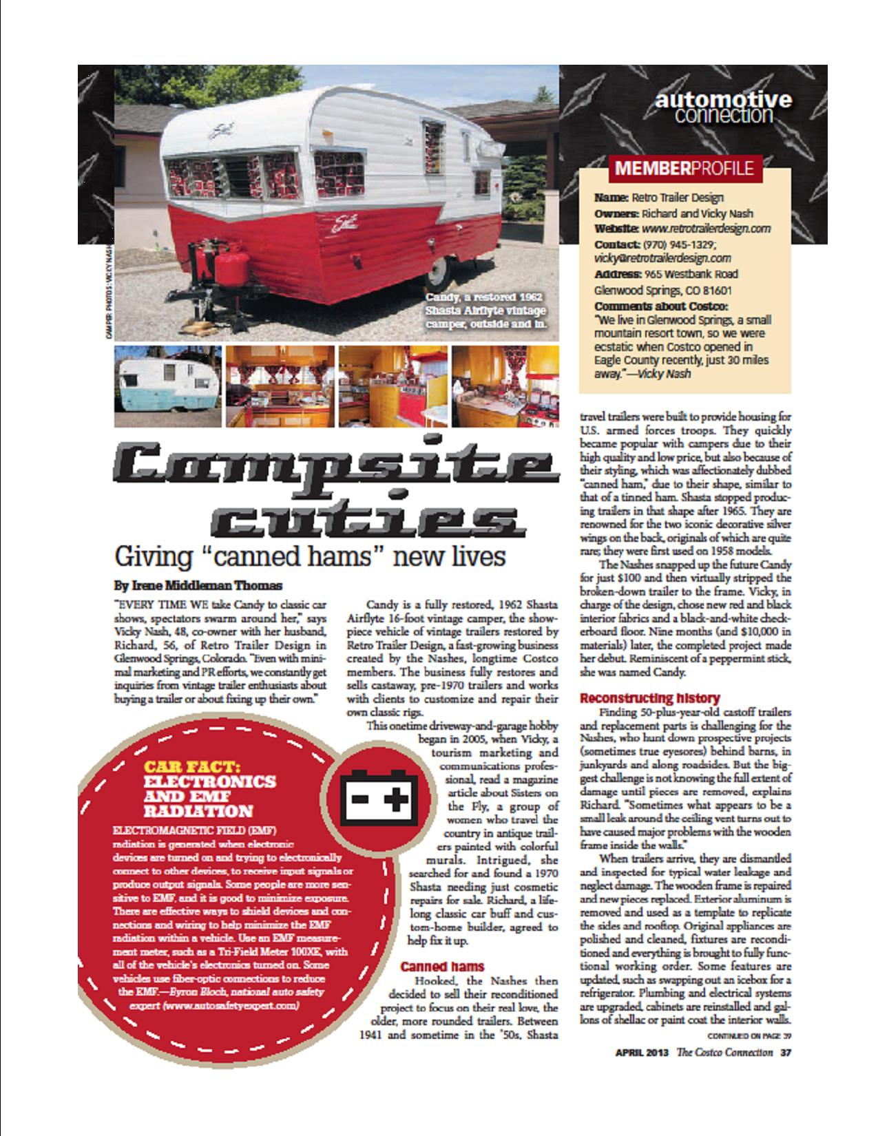 Costco Connection magazine features Retro Trailer Design in the April 2013 issue