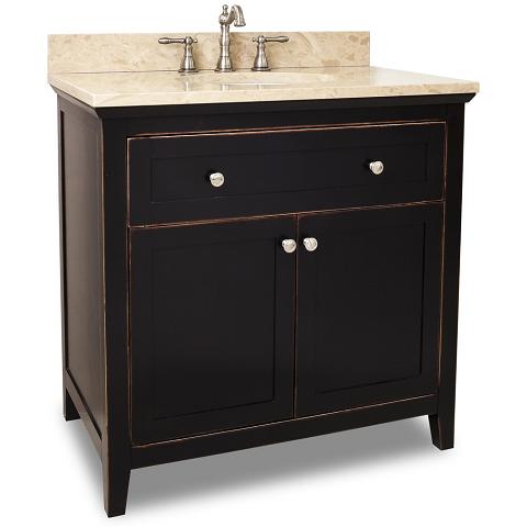 Chatham Shaker Vanity from Jeffrey Alexander VAN093-36-T a clean shaker design in a warm Aged Black finish